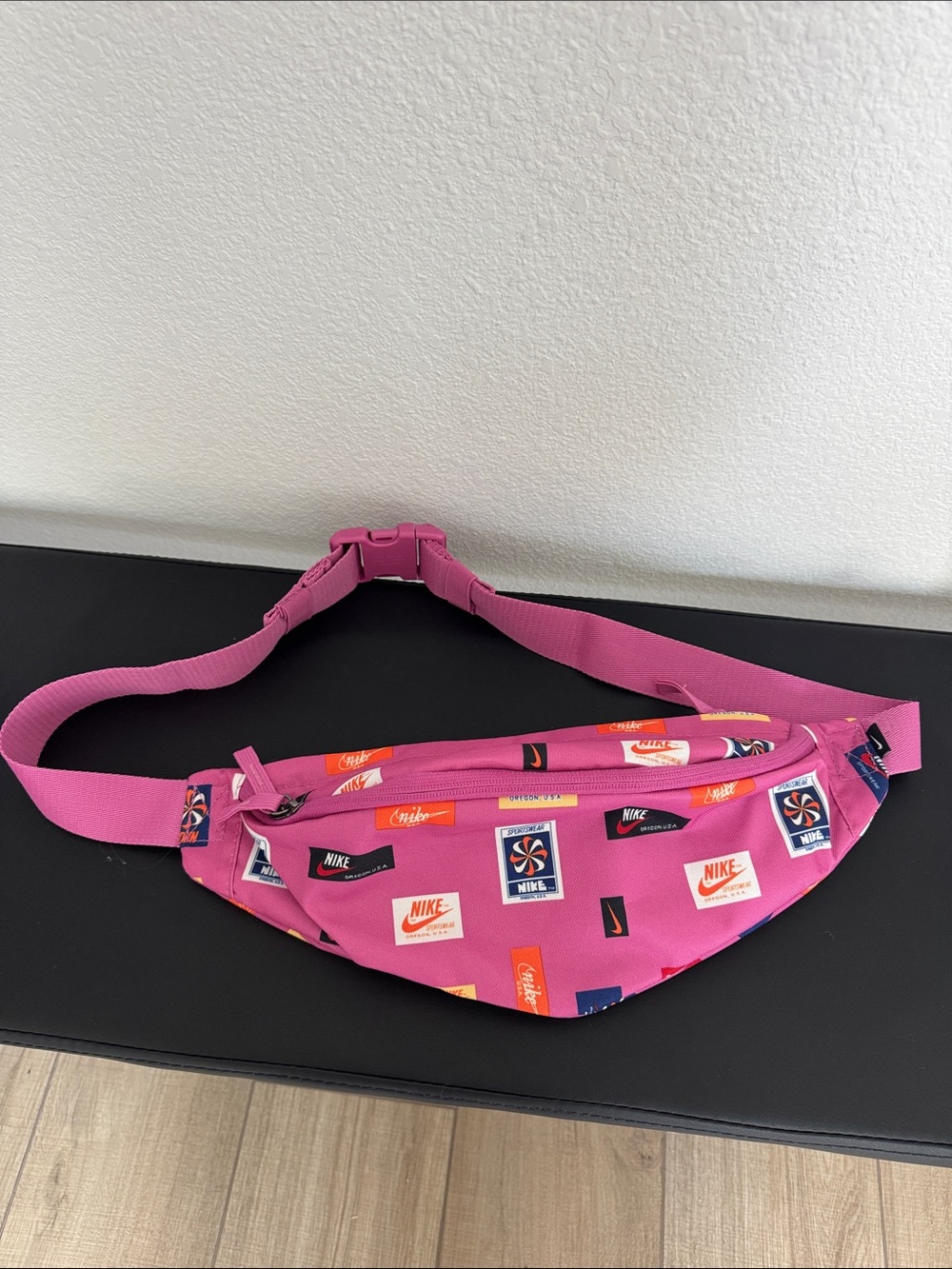 Nike Pink Patch-Print Waist Pack